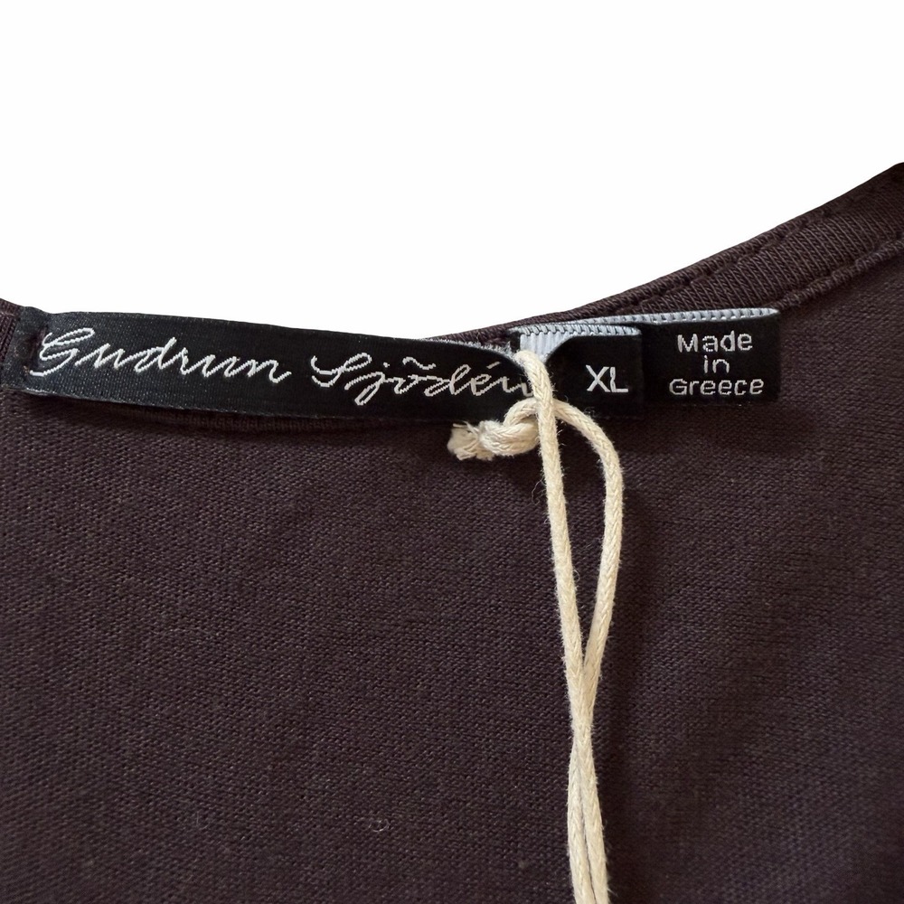 Gudrun Sjoden Womens Bip Jersey Button Up Tank Top Size XL Brown Lagom Lagenlook - Picture 4 of 6